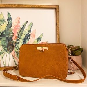 Brown Leather Rectangular Crossbody Purse